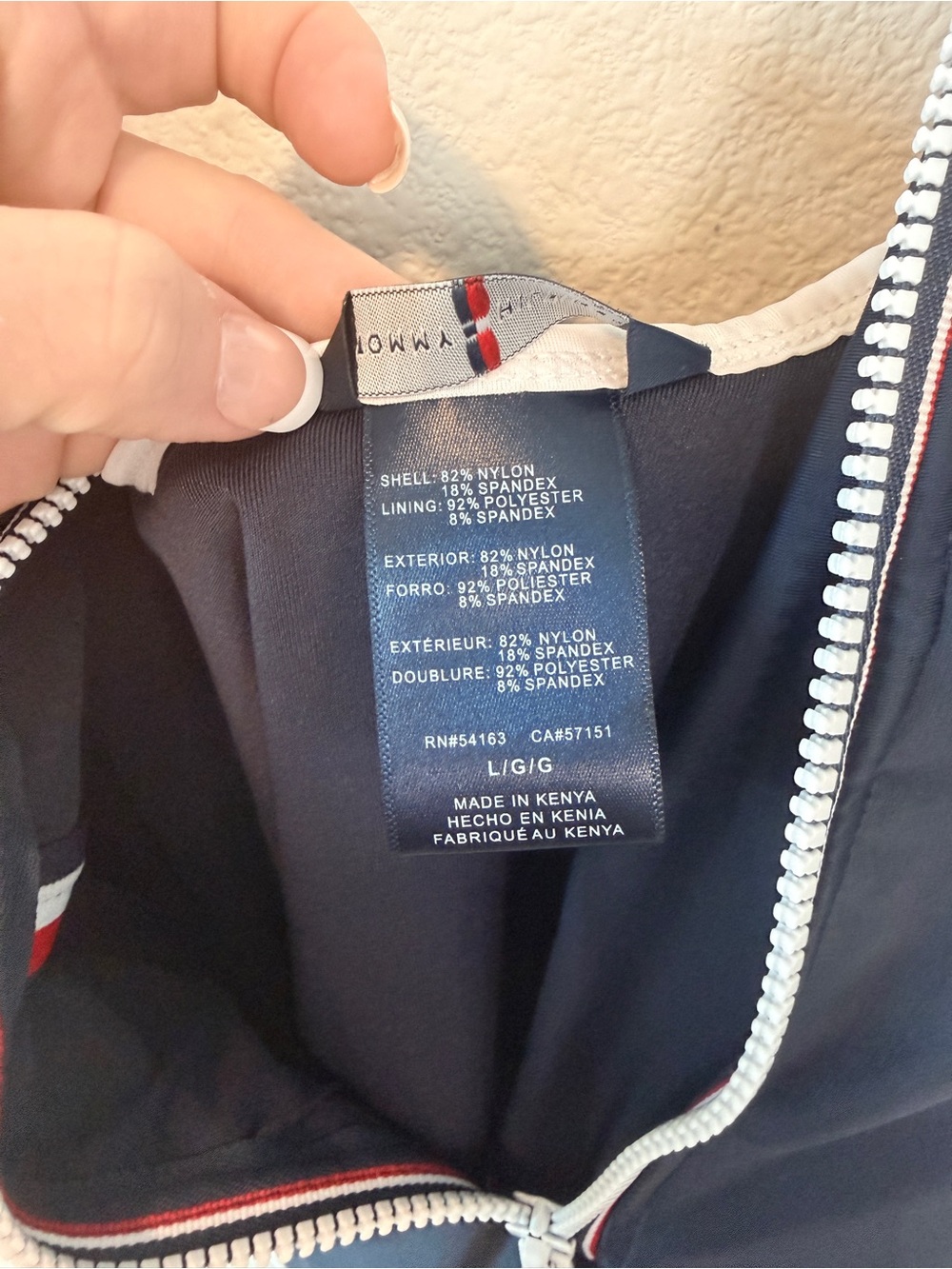 Tommy Hilfiger Americana Zip Front Colorblock Retro One Piece Swimsuit L - Picture 7 of 10